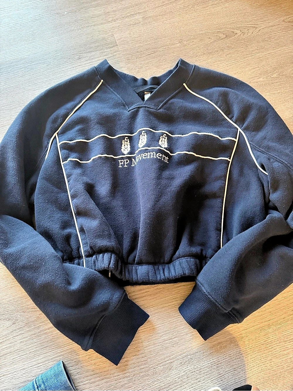 FP Movement Iris Embroidered Sweatshirt Black Size Small